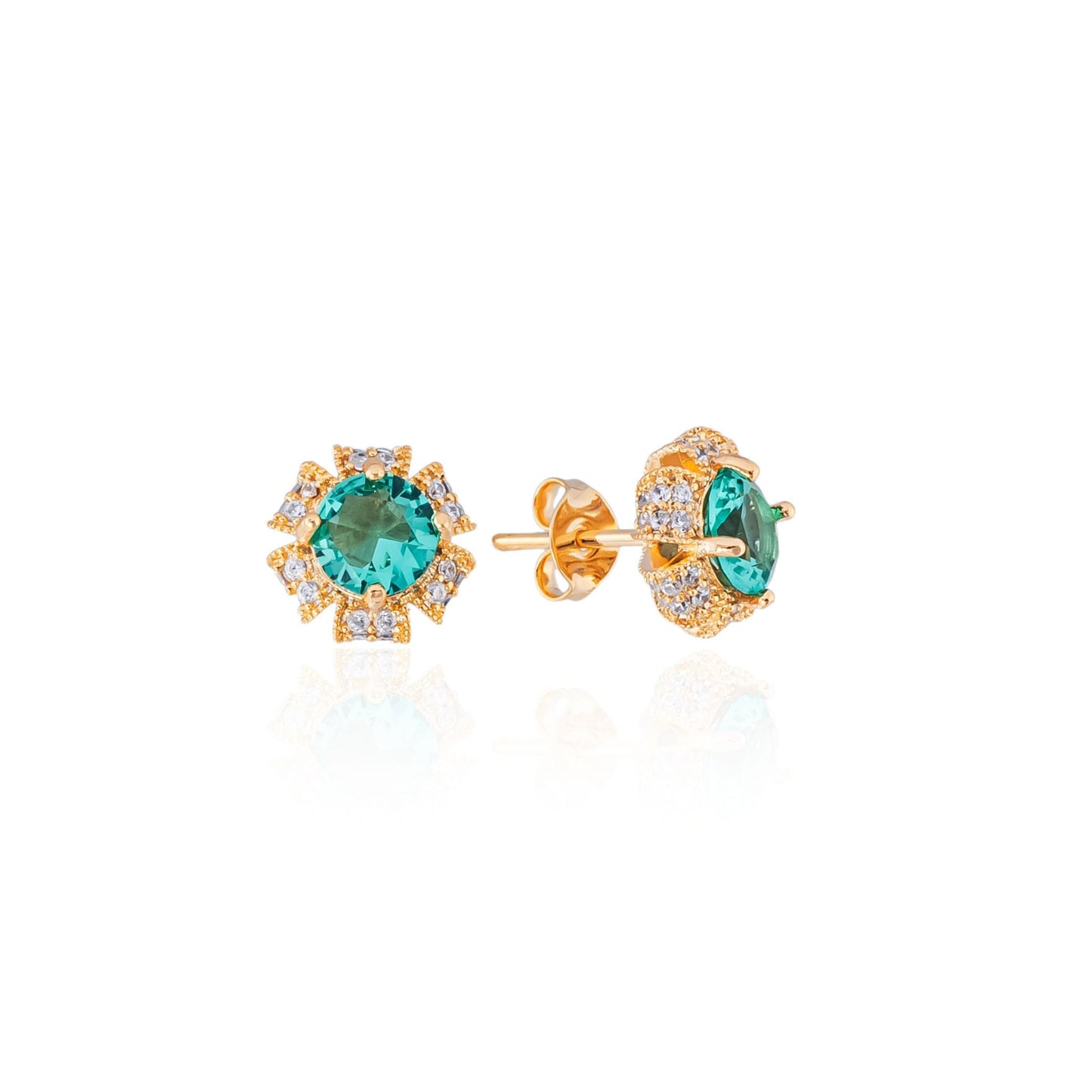 Brinco Delicado com Turmalina Verde Banhado a Ouro 18k