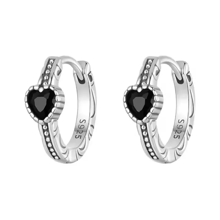 Brinco Love Black em Prata 925