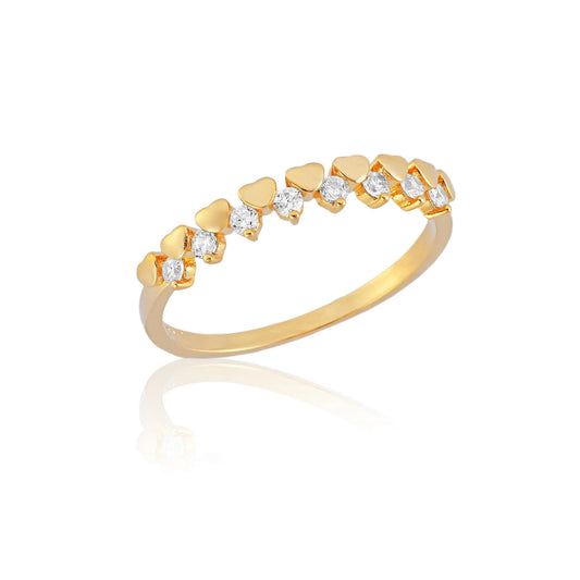 Anel Delicado com Mini Corações Banhado a Ouro 18k