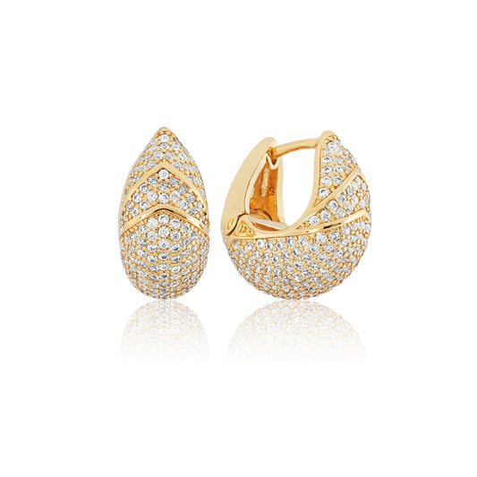 Brinco Gota Pavê com Zircônias Banhado a Ouro 18k