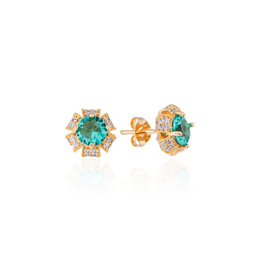 Brinco Delicado com Turmalina Verde Banhado a Ouro 18k