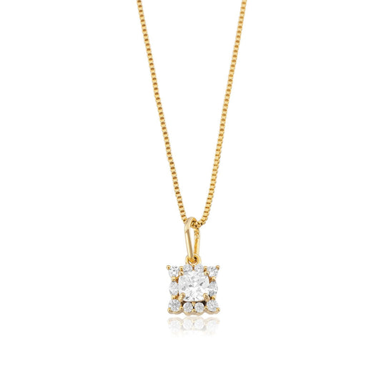 Colar Ponto de Luz Quadrado com Zircônias Banhado a Ouro 18k