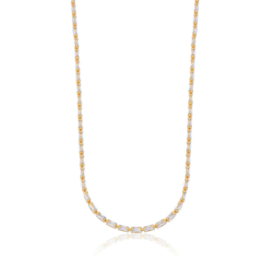 Colar Riviera com Zircônias Lapidação Baguete Banhado a Ouro 18k